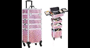 ApexArte® Kapperskoffer - Kapperstas - Visagie - Cosmetica Organizer - Roze