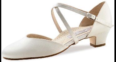 Werner Kern Felice LS Bruidsschoenen - Lage hak 3,4 cm - Lederen Zool - Ballroom dansschoenen dames - Wit satijn - Dichte neus - Werner Kern Bridal - Wit - 38