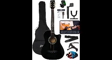 Finesse Akoestische Gitaar - met Videocursus - Western Gitaar - Gitaar Kind & Volwassenen - Zwart