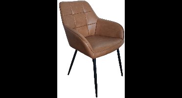 Eetkamerstoel Nolan Square Cognac Pu - Giga Living - Set van 2