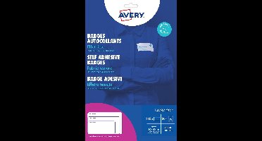 Avery L4787-20 zelfklevende badge ft 80 x 50 mm, doos van 200 stuks, wit/blauw 5 stuks