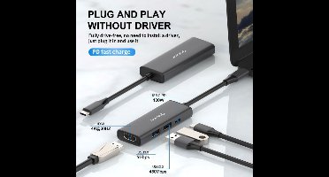 Swissten 4-in-1 USB-C Hub - 44040201 - With USB-C 100W, HDMI 4K, 2x USB-A