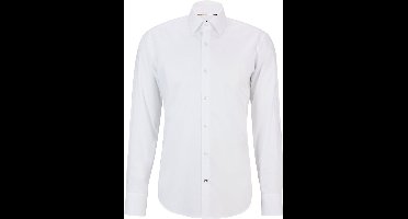 BOSS Joe regular fit overhemd - popeline - wit gestreept - Strijkvriendelijk - Boordmaat: 40
