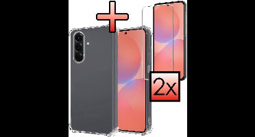 Hoesje - Met Screenprotector - 2 Stuks - Geschikt voor Samsung Galaxy A36 - Sterk & Shockproof - Siliconen Case - Back Cover - Telefoon Hoes - Shock Proof - Transparant