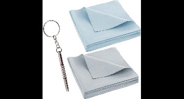 6 stuks hoogwaardige microvezel reinigingsdoekjes voor camera's, lenzen, brillen, beeldschermen en tablets (blauw + grijs)