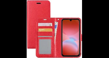Hoesje - Met Pasjeshouder - Geschikt voor Samsung Galaxy A26 - Luxe Bookcase Portemonee - Flip Case - Kunstleer Book Case - Flipcase - Book Cover - Walletcase - Portemonneehoes - Rood