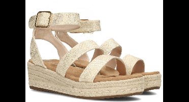 POSH by Poelman JUNE Dames Sandalen - Goud Met Beige