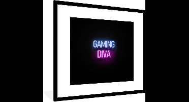 Game Poster - Gaming - Quotes - Neon - Gaming diva - Vrouwen - 40x40 cm
