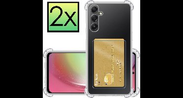 Hoesje - 2 Stuks - Geschikt voor Samsung Galaxy A54 - Met Pashouder en Kaarthouder - Telefoon Hoes Shockproof - Siliconen Case - Back Cover - Shock Proof - Pasjes Houder - Transparant