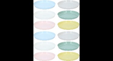 Alpina borden - 18x - gekleurd - kunststof - D18,5 cm - herbruikbaar