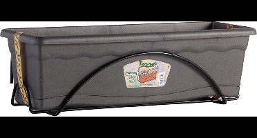 Plantenbak met schaal Plastiken Antraciet Polypropyleen (60 x 24 cm)