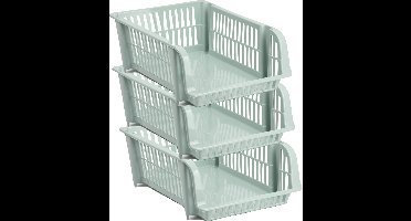 Plasticforte Stapelbare opbergmand - 3x - Mintgroen - 20L - kunststof - 43 x 32 x 16 cm