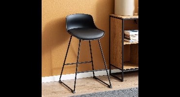 2x Sohome Barstoel Stony PU - Zwart (zithoogte 66cm)