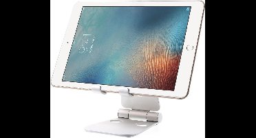 Universele Verstelbare Aluminium Houder Standaard - Smartphone - GSM - Tablet - iPhone - iPad - Tafel - Bureau - Zilver