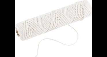 Lont, Geschikt voor dompelkaarsen (dia. 30 mm) en gegoten kaarsen (dia. 80-100 mm) , B: 2 mm, 100 gr, 50 m/ 1 rol