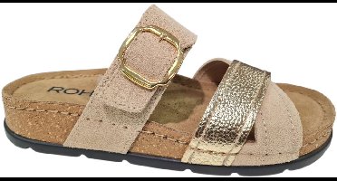 Rohde Leren Dames Slippers - Beige/Goud - 42
