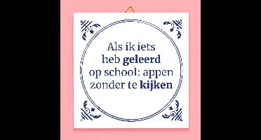 Tegeltje Als ik iets heb geleerd op school van Ditverzinjeniet