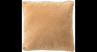 Dutch Decor MANOE - sierkussen 45x45 cm - effen kleur - jute rand - Semolina - beige - Inclusief binnenkussen - Luxe kussens voor woonkamer & bank