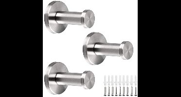 Boraboi ® Roestvrij Stalen Wandhaken Set van 3 voor Badkamer en Meer - en Eenvoudig te Monteren
