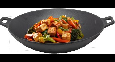 Cast Iron Wokpan / wadjan gietijzer -D bovenzijde 30,5 cm D onderzijde 12,5 cm zwart - zware kwaliteit