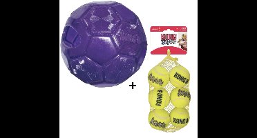 Combideal - Kong Squeakair (6x) + Kong Flexball Speelbal (15.5 CM)