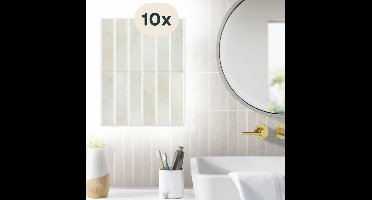 Solusia Zelfklevende Plaktegels - Beige Licht – 10 Luxe Plaktegels voor Wand – Waterdichte Wandpanelen voor Keuken, Badkamer en Toilet – 25,4 x 20 cm – Makkelijk aan te brengen - Tegeltjes Tegelstickers