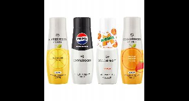 SodaStream Serie - Pepsi Zero + Mirinda Zero + Orange-Mango + Lemonade - 4x440ml - Suikervrije Drankconcentraten