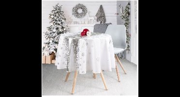 Zilveren Kersttafelkleed Rechthoek of Rond - Christmas Snow