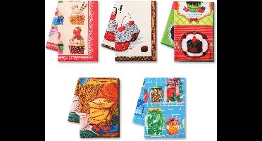 Boraboi® Set van 5 Luxe Microvezel Theedoeken voor Veelzijdig Keukengebruik en Decoratie