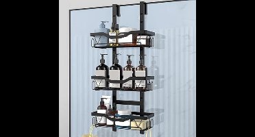 Zylo® Doucherek aan Douchewand - Doucherek Zonder Boren - Doucherek Hoek - ‎16 x 29 x 62 cm - Zwart