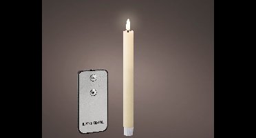 Lumineo | LED kaars met afstandsbediening | 4 Dinerkaarsen | Wax | Creme | 24cm | Flikkerende vlam | | Elektrische kaars | LED kaarsen met timer | Duurzaam | Veilig | Exclusief batterij AAA