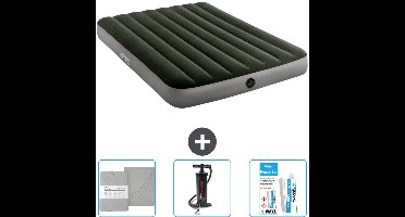 Intex Luchtbed - Twijfelaar - 137 x 191 x 25 cm - Groen - Inclusief Hoeslaken - Pomp en Reparatieset