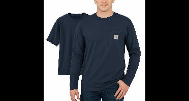 Carhartt Dearborn Pocket T-shirt Combo | Navy | Maat L (1 x T-shirt korte mouw en 1 x T-shirt lange mouw)
