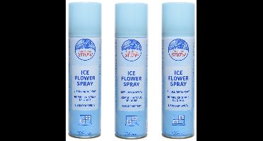 Decoris IJsbloemen sneeuwspray - 3x - busje 150 ml - raamspray - spuitbus - raamversiering