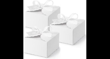 PartyDeco cadeaudoosje Wolkje - Bruiloft bedankje - 40x met lintje - wit - 8 x 5 cm