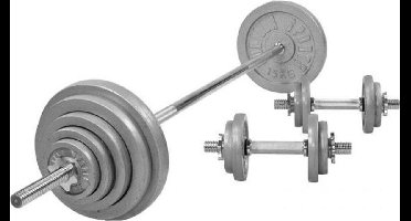 Gorilla Sports Halterset 100 kg - Gietijzer - Halters met Gewichten - Schroefsluiting 30 mm