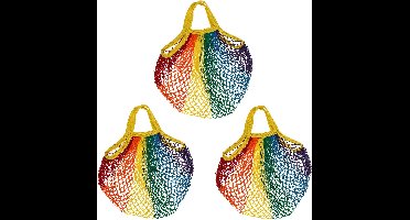 Draagtas - 5x - Pride/regenboog/lhbtiq+ thema kleuren - katoen - 40 x 60 cm