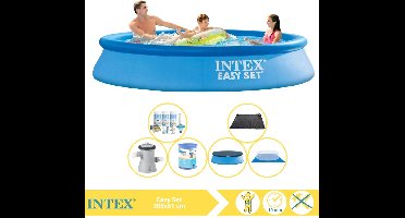 Intex Easy Set Zwembad - Opblaaszwembad - 305x61 cm - Inclusief Afdekzeil, Onderhoudspakket, Filter, Grondzeil en Solar Mat