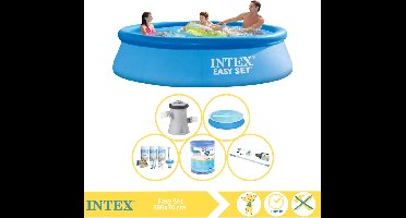 Intex Easy Set Zwembad - Opblaaszwembad - 305x76 cm - Inclusief Solarzeil, Onderhoudspakket, Filter en Stofzuiger