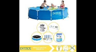Intex Metal Frame Zwembad - Opzetzwembad - 305x76 cm - Inclusief Solarzeil Pro, Onderhoudspakket, Filter en Stofzuiger