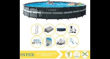 Intex Ultra XTR Frame Zwembad - Opzetzwembad - 732x132 cm - Inclusief Onderhoudspakket, Filterzand, Onderhoudsset en Zwembad Stofzuiger