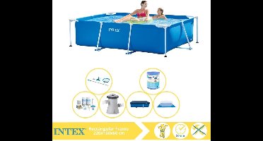Intex Rectangular Frame Zwembad - Opzetzwembad - 220x150x60 cm - Inclusief Afdekzeil, Onderhoudspakket, Zwembadpomp, Filter, Grondzeil en Onderhoudsset