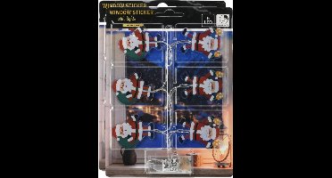 Christmas Decoration raamstickers kerstmannen - 2x - met verlichting - raamversiering lichtsnoer - batterij