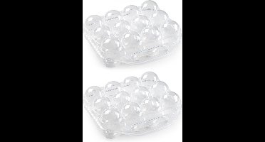 Plasticforte Eierdoos - 2x - koelkast organizer eierhouder - 12 eieren - transparant - kunststof - 20 x 19 cm