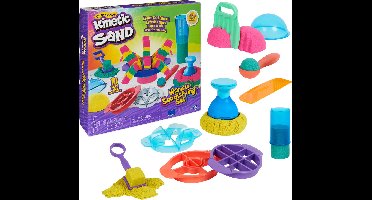 Kinetic Sand - Ultimate Sandisfying-set met 907 g roze geel en blauwgroen origineel Kinetic Sand - met 10 vormen en gereedschappen - Sensorisch speelgoed
