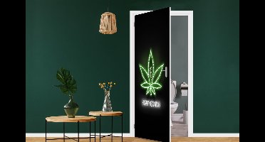 Deursticker Gaming - Tekst - Neon - Happy gaming - Groen - 75x205 cm - Deurposter