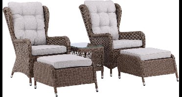 Washington tuinmeubelset 5 delen naturel.