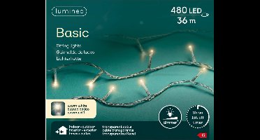 Basic rice lights 480led 36m warm white transparant snoer | Lumineo 494272