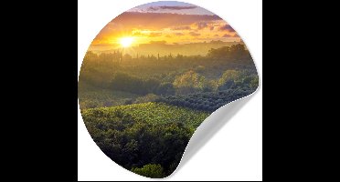 WallCircle® - Behangcirkel 30x30 cm - Muurstickers Toscane - Landschap - Zon - Muurcirkel woonkamer - Wandcirkel slaapkamer - Kamer decoratie zelfklevend - Muurdecoratie accessoires