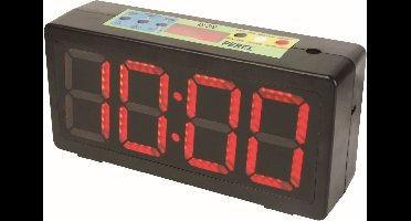 Perel Wandklok, digitaal leddisplay met chronometer, afteltimer en intervaltimer, 327 x 93 x 156 mm, zwart